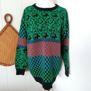 E.Z. Spirit Sweater Vtg‎ 80’s Geometric Sweater